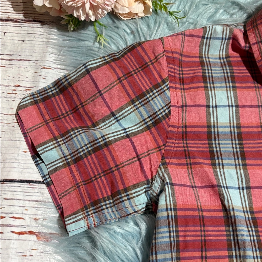 Gap Kids Factory Surf Team Plaid Short Sleeve Button Down Shirt sz L - Picture 3 of 7
